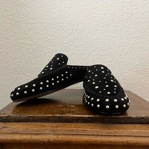 NWT Schutz Evie loafer flat women’s 8 studded backless slip-on suede leather